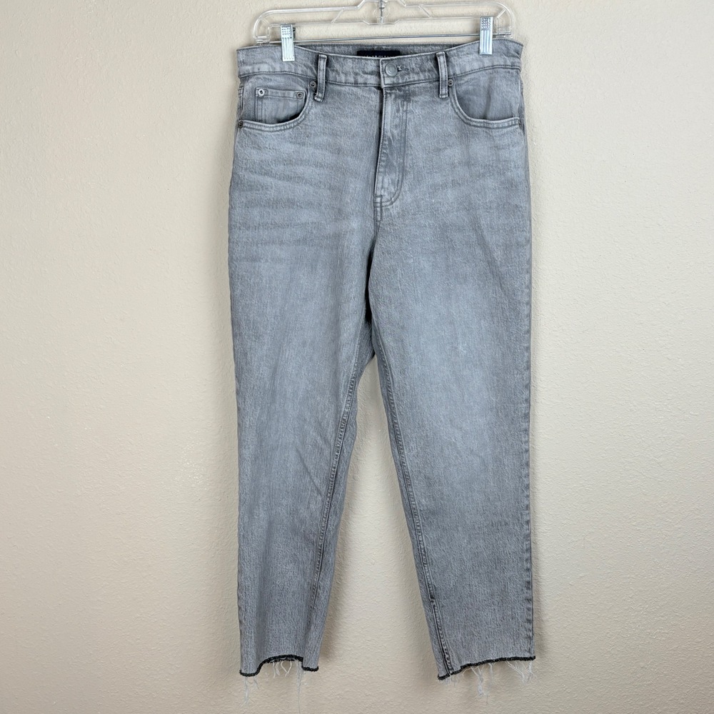 Aeropostale Womens Size 10 Mom Jeans Light Gray Raw Hem‎ Reg 5 pocket RN154379